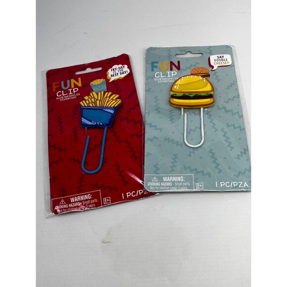 Paper Clips Giant size 3 inches Hamburger and French Fries Fun Clip New in Box - Picture 1 of 3